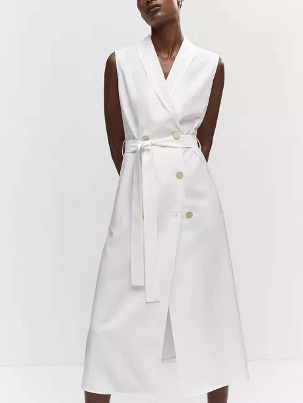 💘🌴🥥 NWT Mango Chic Double-Breasted Midi Blazer Dress with Tie Belt S - Picture 7 of 11